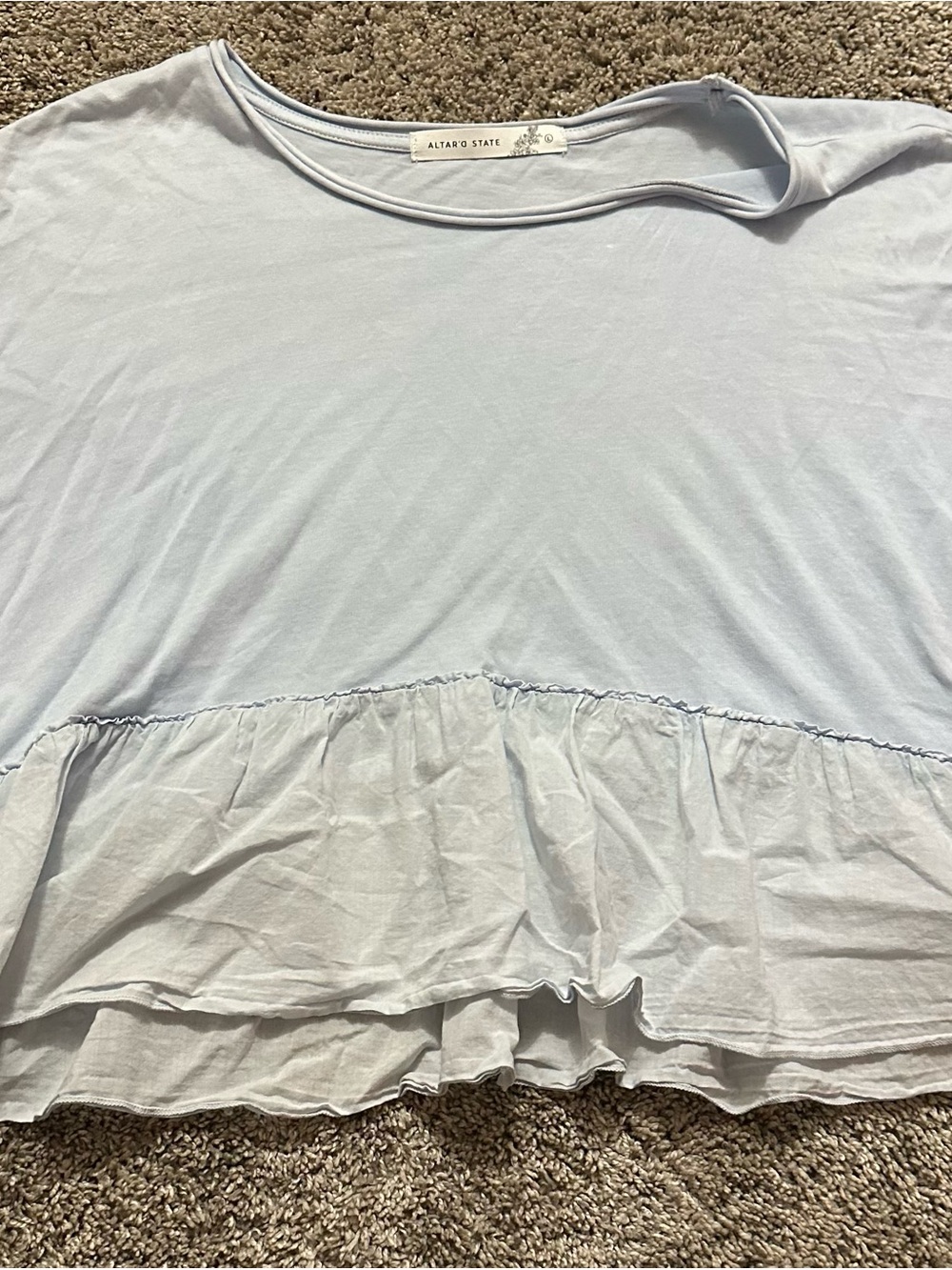 Altar'd State Light Blue Ruffle-Hem Tunic
